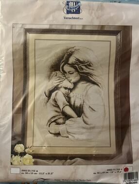 Vintage DMC Counted Cross Stitch Mother's Love Mother & Baby Kit